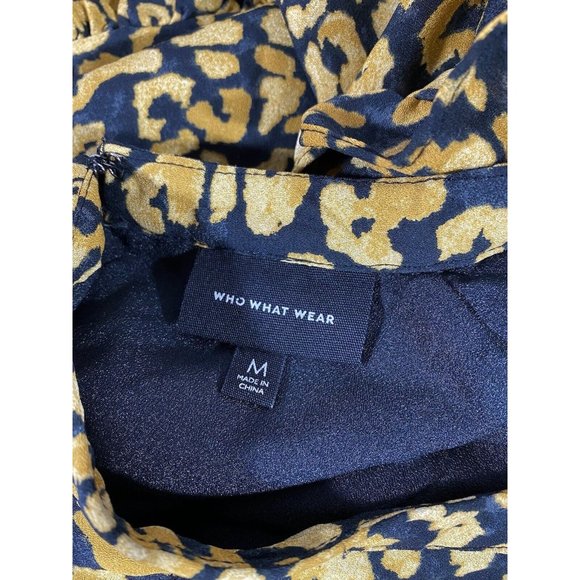 Who What Wear Womans Dress Size Medium Cheetah Ruffle Modest Cottagecore Spring - Picture 10 of 11